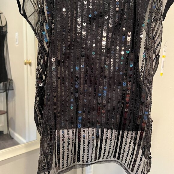 NWT INC Black Jubilant 2 piece Sheer Sequin Top with Built in Camisole, Size M - Picture 5 of 16